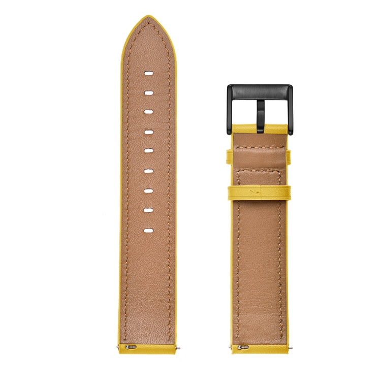 For Samsung Galaxy Watch 42mm Leather Watch Band(Yellow) by bashfashion