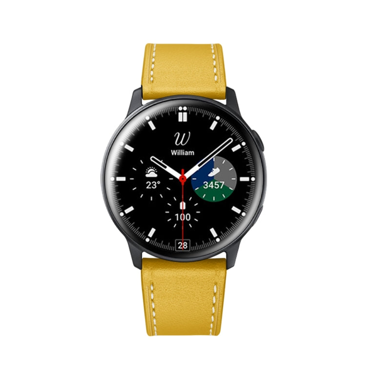 For Samsung Galaxy Watch 42mm Leather Watch Band(Yellow) by bashfashion