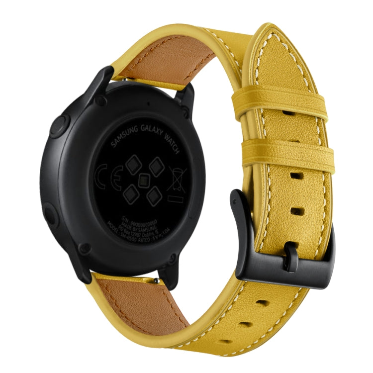 For Samsung Galaxy Watch 42mm Leather Watch Band(Yellow) by bashfashion