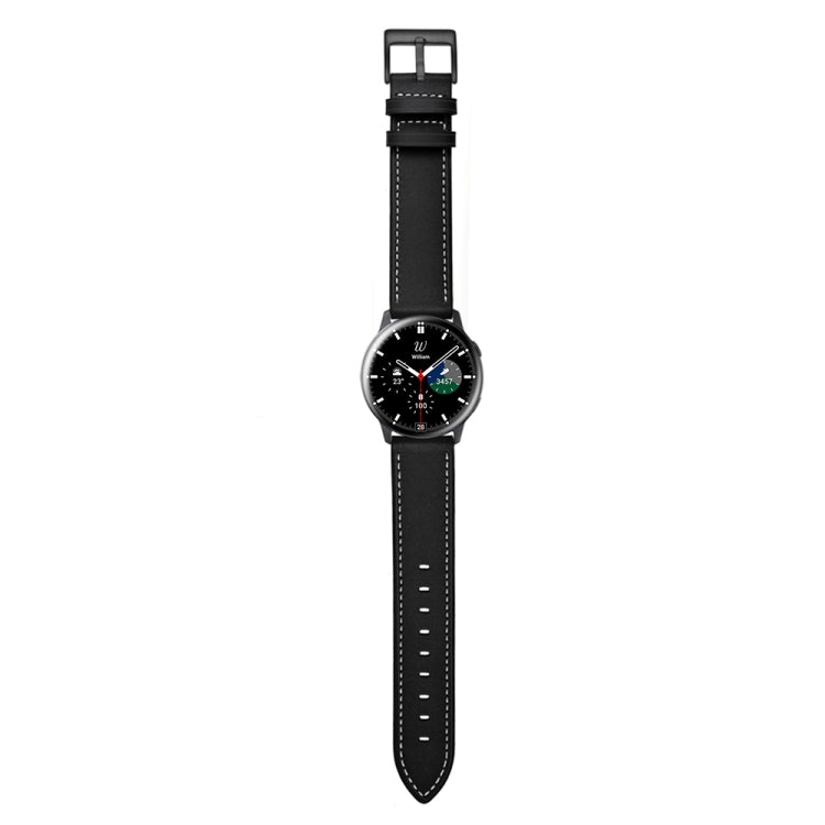 For Samsung Galaxy Watch 46mm Leather Watch Band(Black) by bashfashion