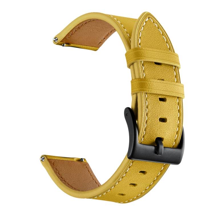 For Samsung Galaxy Watch 46mm Leather Watch Band(Yellow) by bashfashion