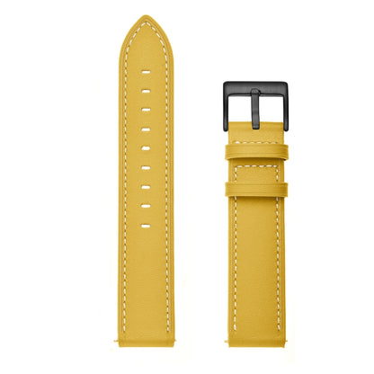 For Samsung Galaxy Watch 46mm Leather Watch Band(Yellow) by bashfashion