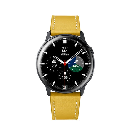 For Samsung Galaxy Watch 46mm Leather Watch Band(Yellow) by bashfashion