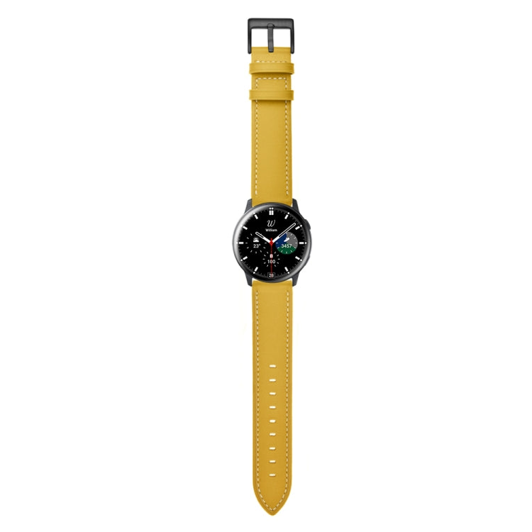 For Samsung Galaxy Watch 46mm Leather Watch Band(Yellow) by bashfashion