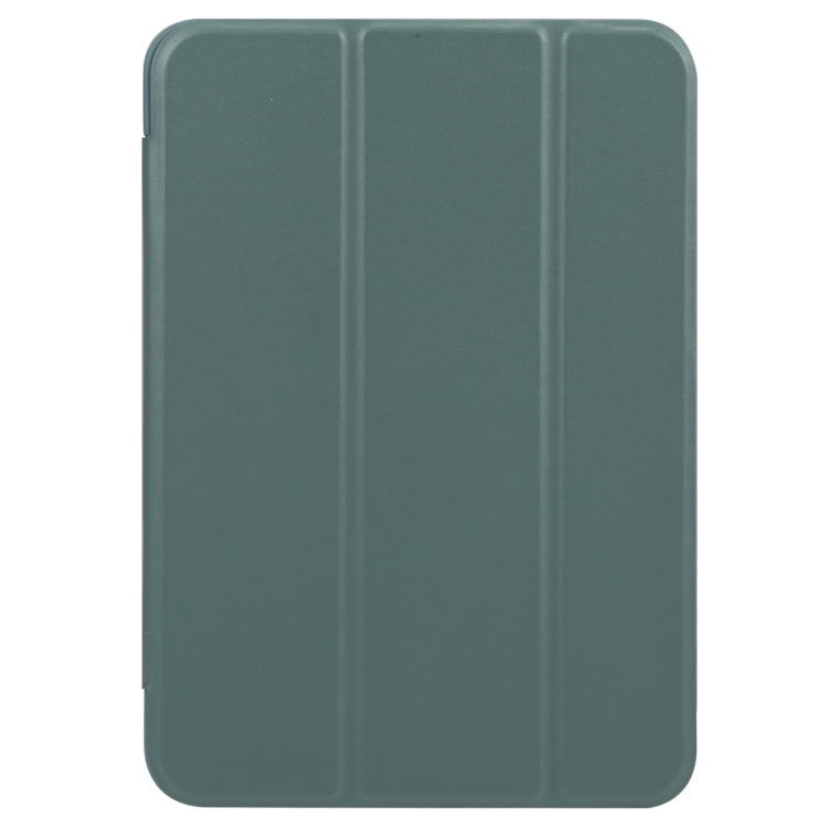 For iPad mini 6 / mini 2024 3-folding TPU Horizontal Flip Leather Tablet Case with Holder(Deep Green) by bashfashion