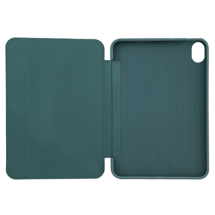 For iPad mini 6 / mini 2024 3-folding TPU Horizontal Flip Leather Tablet Case with Holder(Deep Green) by bashfashion