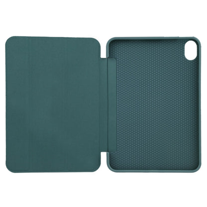 For iPad mini 6 / mini 2024 3-folding TPU Horizontal Flip Leather Tablet Case with Holder(Deep Green) by bashfashion