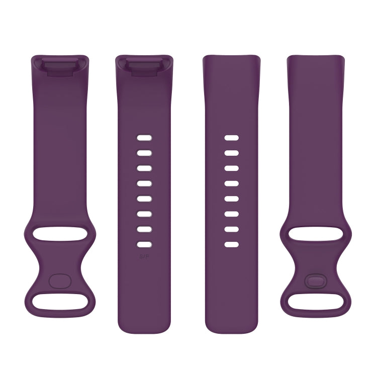 For Fitbit Charge 5 Silicone Watch Band, Size:S(Dark Purple) by bashfashion