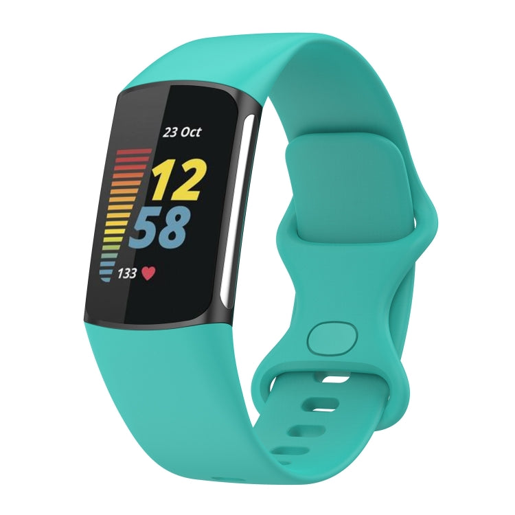 For Fitbit Charge 5 Silicone Watch Band, Size:S(Mint Green) by bashfashion