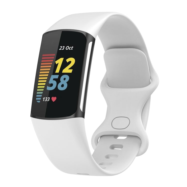 For Fitbit Charge 5 Silicone Watch Band, Size:L(White) by bashfashion