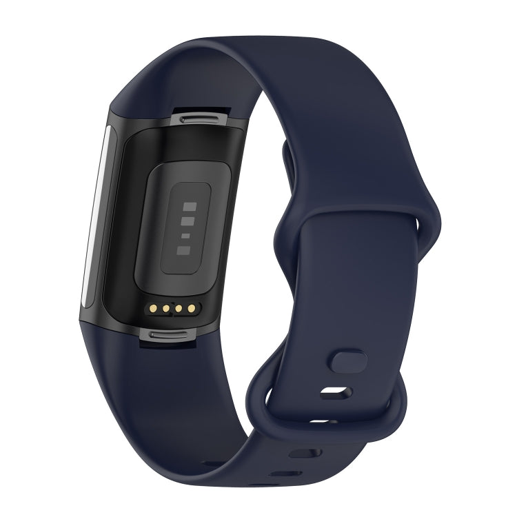 For Fitbit Charge 5 Silicone Watch Band, Size:L(Dark Blue) by bashfashion