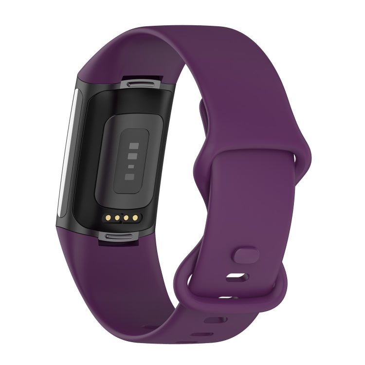 For Fitbit Charge 5 Silicone Watch Band, Size:L(Dark Purple) by bashfashion