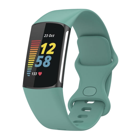 For Fitbit Charge 5 Silicone Watch Band, Size:L(Pine Needle Green) by bashfashion