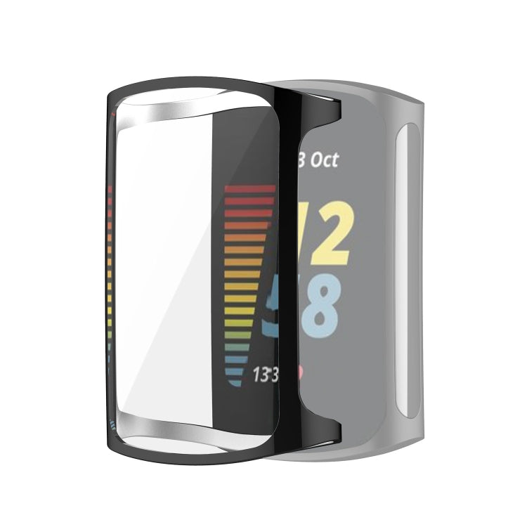 For Fitbit Charge 5 Full Coverage TPU Electroplating Protective Case Cover(Black) by bashfashion