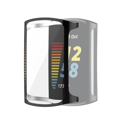 For Fitbit Charge 5 Full Coverage TPU Electroplating Protective Case Cover(Black) by bashfashion