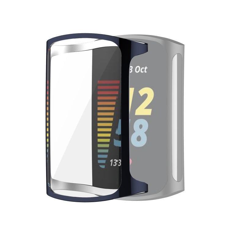 For Fitbit Charge 5 Full Coverage TPU Electroplating Protective Case Cover(Midnight Blue) by bashfashion