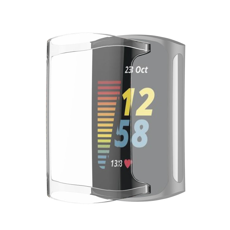 For Fitbit Charge 5 Full Coverage TPU Electroplating Protective Case Cover(Transparent White) by bashfashion