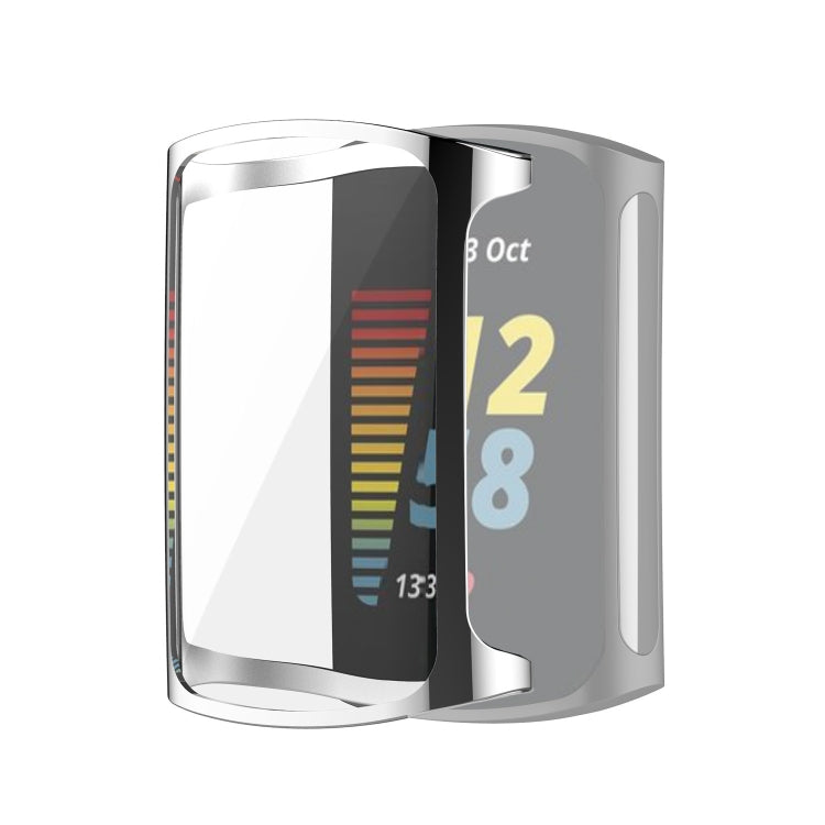 For Fitbit Charge 5 Full Coverage TPU Electroplating Protective Case Cover(Silver) by bashfashion