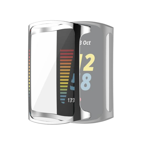 For Fitbit Charge 5 Full Coverage TPU Electroplating Protective Case Cover(Silver) by bashfashion