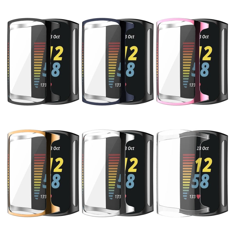 For Fitbit Charge 5 Full Coverage TPU Electroplating Protective Case Cover(Pink) by bashfashion