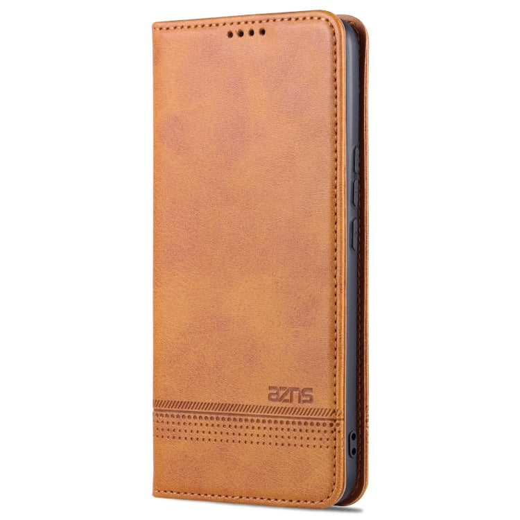 For U-MAGIC 30e AZNS Magnetic Calf Texture Horizontal Flip Leather Case with Card Slots & Holder & Wallet(Light Brown) by AZNS