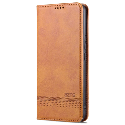 For U-MAGIC 30e AZNS Magnetic Calf Texture Horizontal Flip Leather Case with Card Slots & Holder & Wallet(Light Brown) by AZNS
