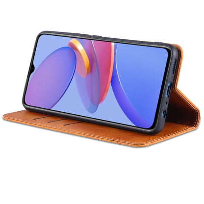 For U-MAGIC 30e AZNS Magnetic Calf Texture Horizontal Flip Leather Case with Card Slots & Holder & Wallet(Light Brown) by AZNS