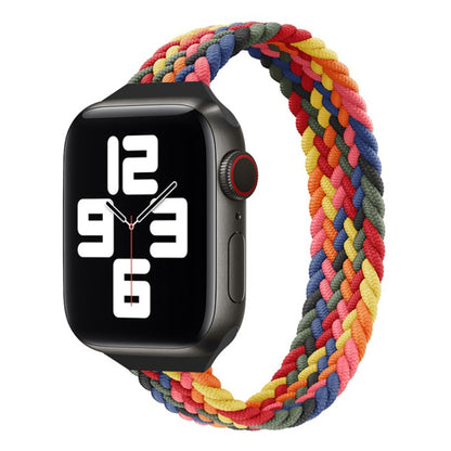 Small Waist Single Loop Nylon Braid Watch Band For Apple Watch Series 9&8&7 41mm / SE 3&SE 2&6&SE&5&4 40mm / 3&2&1 38mm, Size:M 145mm(Colorful) by bashfashion