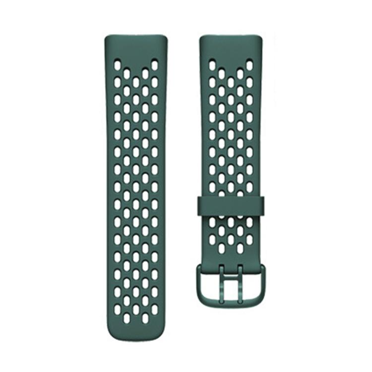 For Fitbit Charge 5 Silicone Hole Watch Band(Pine Needle Green) by bashfashion