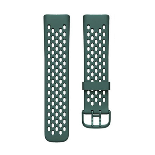 For Fitbit Charge 5 Silicone Hole Watch Band(Pine Needle Green) by bashfashion