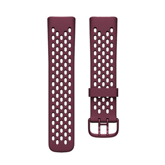 For Fitbit Charge 5 Silicone Hole Watch Band(Wine Red) by bashfashion