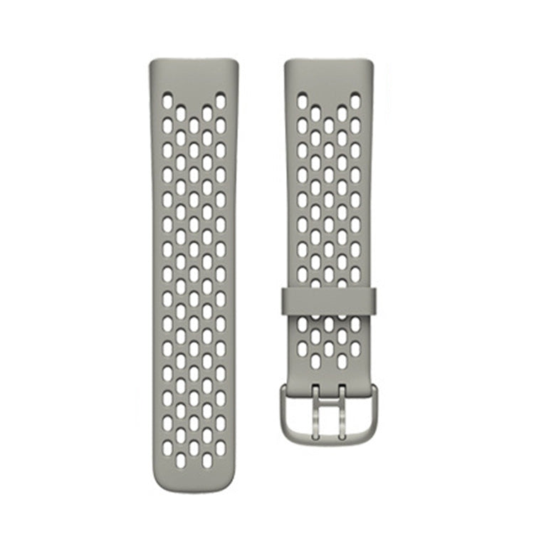 For Fitbit Charge 5 Silicone Hole Watch Band(Rock Grey) by bashfashion