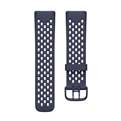 For Fitbit Charge 5 Silicone Hole Watch Band(Dark Blue) by bashfashion