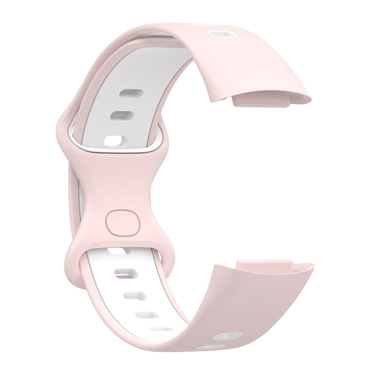 For Fitbit Charge 5 Two-color Silicone Watch Band(Pink White) by bashfashion