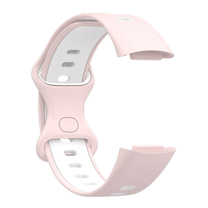 For Fitbit Charge 5 Two-color Silicone Watch Band(Pink White) by bashfashion
