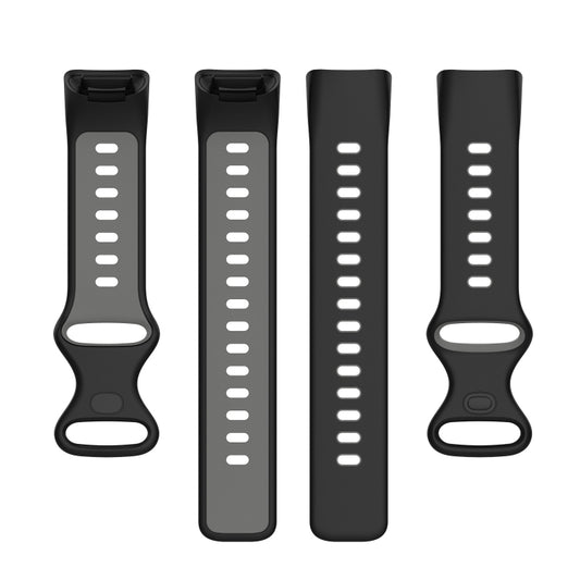 For Fitbit Charge 5 Two-color Silicone Watch Band(Black Grey) by bashfashion