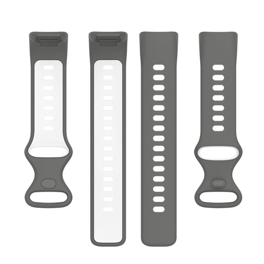 For Fitbit Charge 5 Two-color Silicone Watch Band(Grey White) by bashfashion