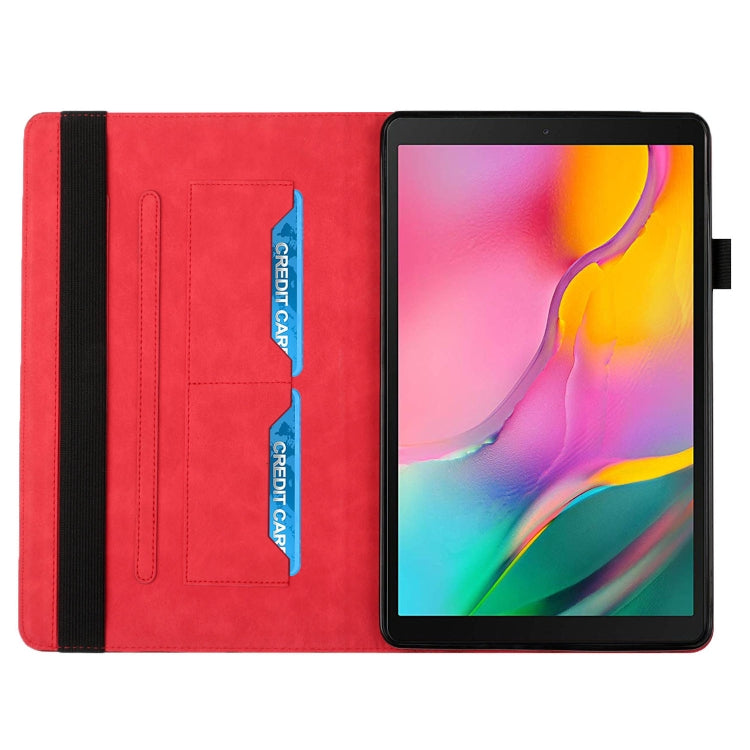 For Samsung Galaxy Tab A 10.1 2019 T510 Rhombus Skin Feel Horizontal Flip Tablet Leather Case with Card Slots & Holder(Red) by bashfashion