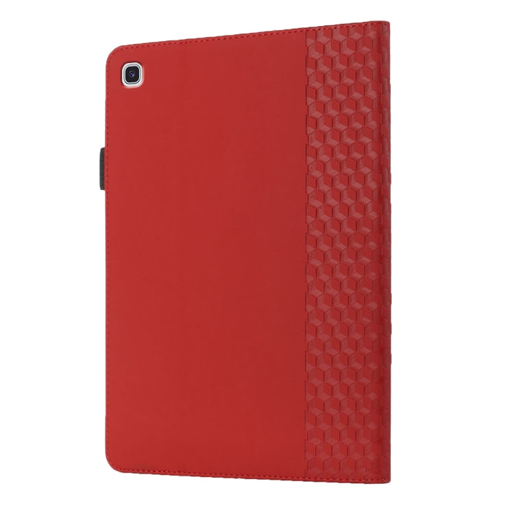 For Samsung Galaxy Tab A7 10.4 2020 T500/T505 Rhombus Skin Feel Horizontal Flip Tablet Leather Case with Card Slots & Holder(Red) by bashfashion