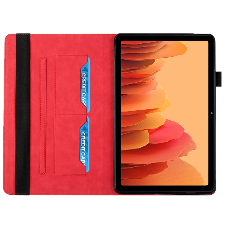 For Samsung Galaxy Tab A7 10.4 2020 T500/T505 Rhombus Skin Feel Horizontal Flip Tablet Leather Case with Card Slots & Holder(Red) by bashfashion