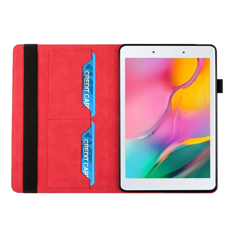 For Samsung Tab A 8.0 2019 T290/T295/T297 Rhombus Skin Feel Horizontal Flip Tablet Leather Case with Card Slots & Holder(Red) by bashfashion