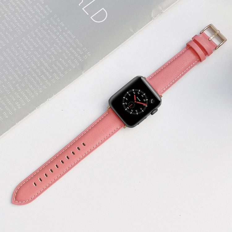 Sewing Leather Watch Band For Apple Watch Series 9&8&7 41mm / SE 3&SE 2&6&SE&5&4 40mm / 3&2&1 38mm(Pink) by bashfashion