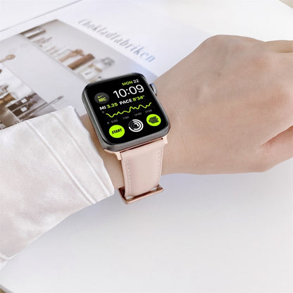 Sewing Leather Watch Band For Apple Watch Series 9&8&7 41mm / SE 3&SE 2&6&SE&5&4 40mm / 3&2&1 38mm(Pink) by bashfashion