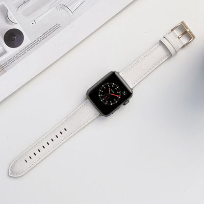 Sewing Leather Watch Band For Apple Watch Ultra 49mm&Watch Ultra 2 49mm / Series 9&8&7 45mm / SE 3&SE 2&6&SE&5&4 44mm / 3&2&1 42mm(White) by bashfashion