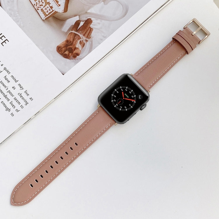 Sewing Leather Watch Band For Apple Watch Ultra 49mm&Watch Ultra 2 49mm / Series 9&8&7 45mm / SE 3&SE 2&6&SE&5&4 44mm / 3&2&1 42mm(Light Brown) by bashfashion