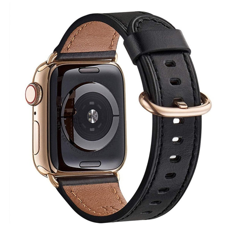 Classic Buckle Leather Watch Band For Apple Watch Series 9&8&7 41mm / SE 3&SE 2&6&SE&5&4 40mm / 3&2&1 38mm(Black) by bashfashion