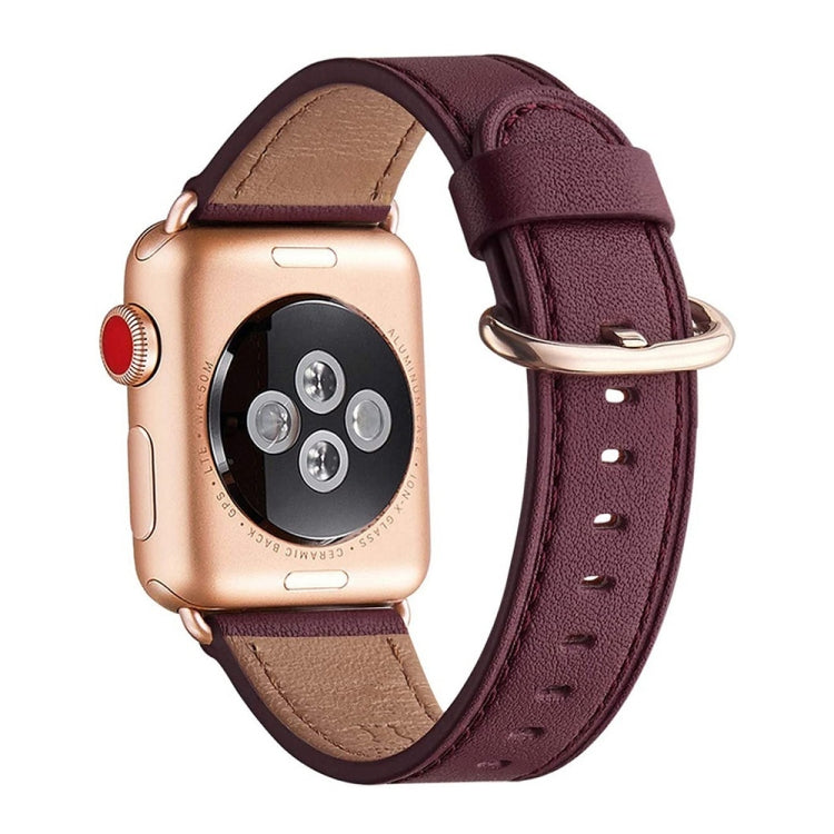 Classic Buckle Leather Watch Band For Apple Watch Series 9&8&7 41mm / SE 3&SE 2&6&SE&5&4 40mm / 3&2&1 38mm(Wine Red) by bashfashion