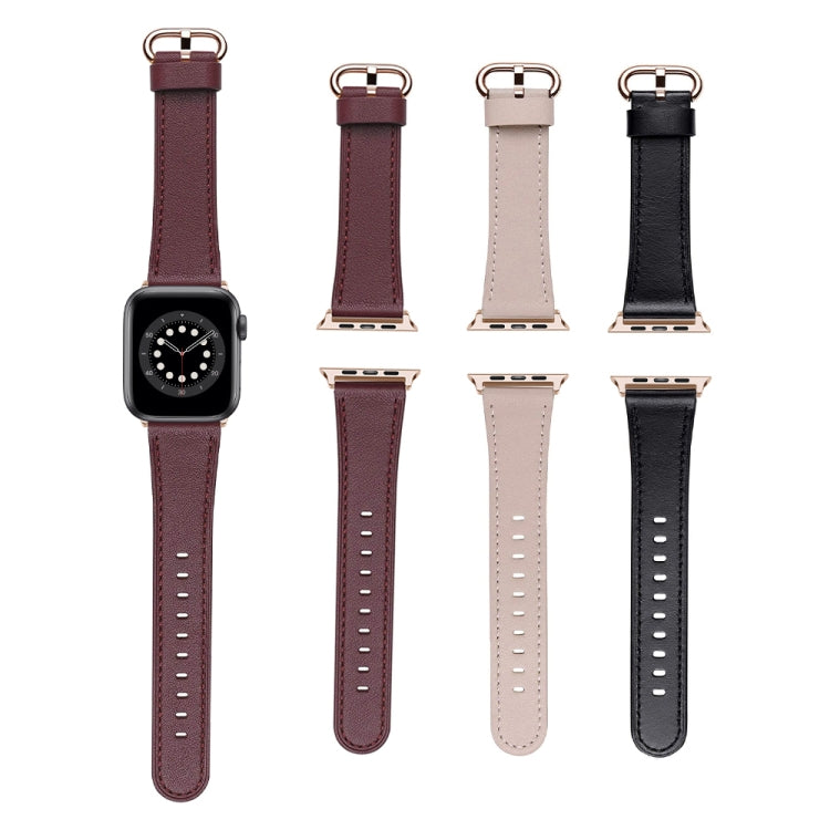Classic Buckle Leather Watch Band For Apple Watch Ultra 49mm&Watch Ultra 2 49mm / Series 9&8&7 45mm / SE 3&SE 2&6&SE&5&4 44mm / 3&2&1 42mm(Wine Red) by bashfashion