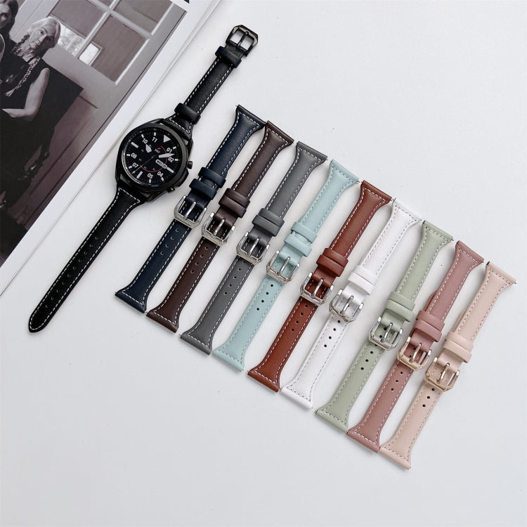 22mm Sewing Plain Weave Small Waist Leather Watch Band(Dark Pink) by bashfashion