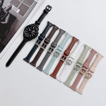 22mm Sewing Plain Weave Small Waist Leather Watch Band(Dark Pink) by bashfashion